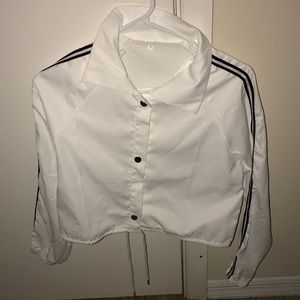 White cropped button jacket